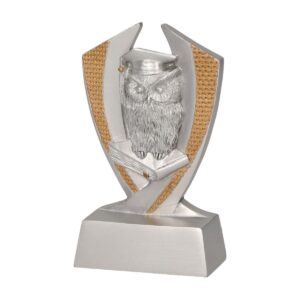 Statuetka srebrno-złota RE018 figurka z sową symbolem nauki i wiedzy