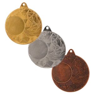 Medale metalowe ME0150 z geometrycznym zdobieniem