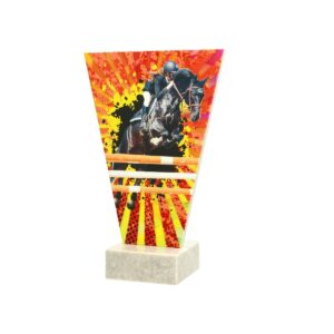 Statuetka szklana kolorowa VL2/HOR - jeździectwo, skok przez płotki