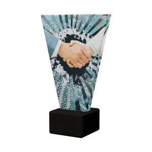 Statuetka szklana kolorowa z uściskiem dłoni VL2/HUG
