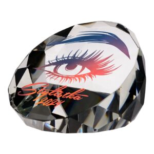 Piękna statuetka szklana T027 z nadrukiem stylistka rzęs