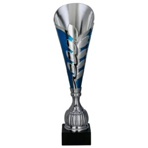 Srebrno-niebieski puchar plastikowy 7261